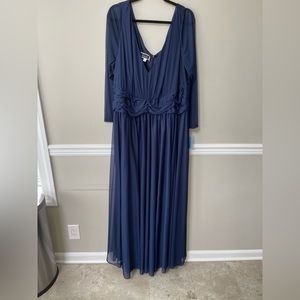 mesh illusion long sleeve bridesmaid dress